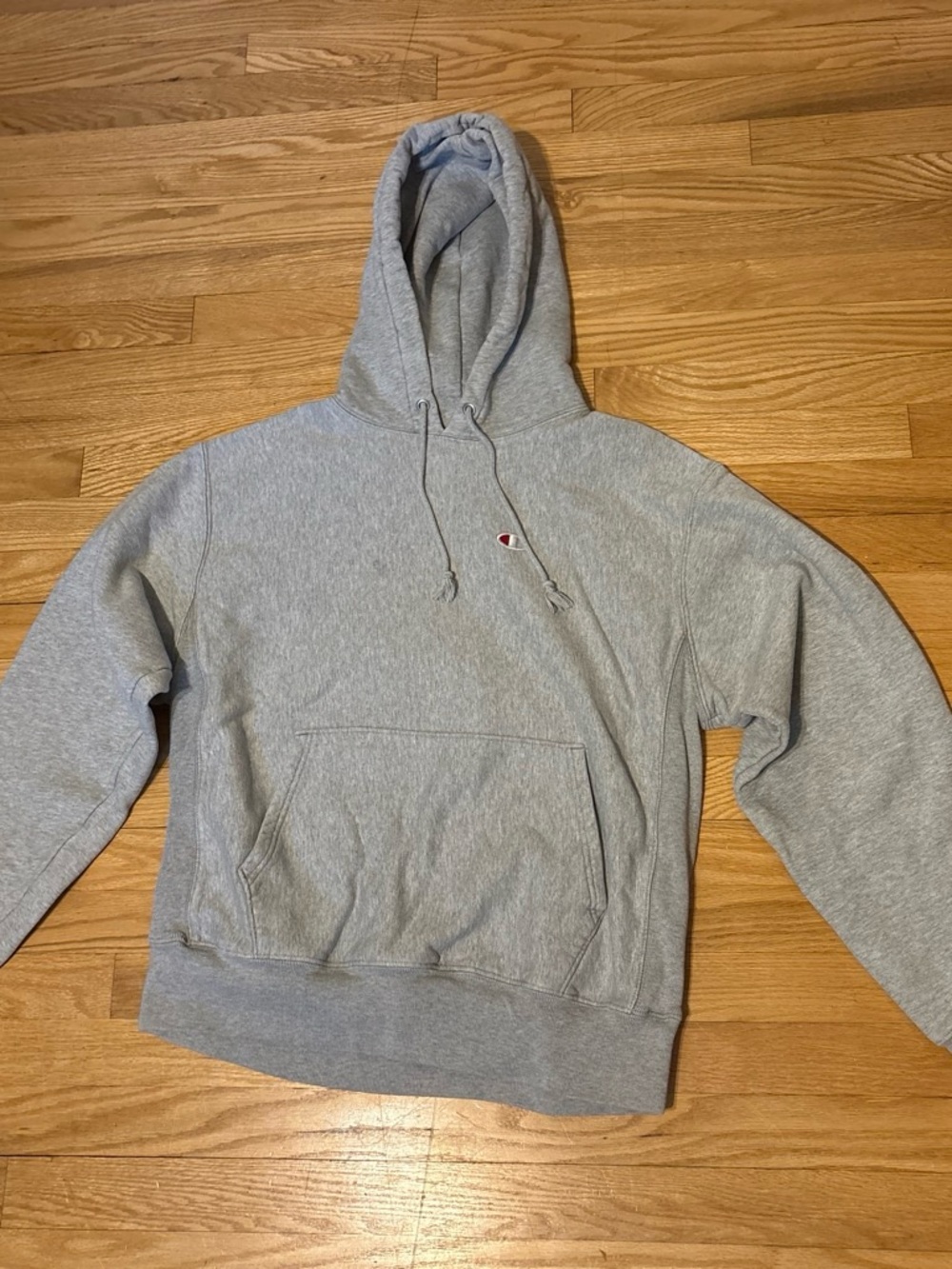 Champion Light Gray Pullover Hoodie with Small Chest Logo